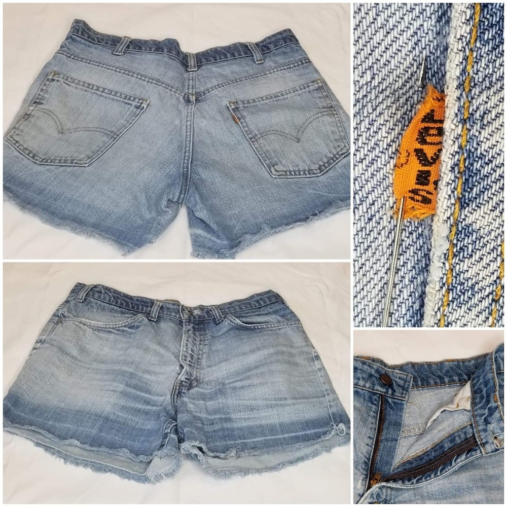 Cutest Orange Tab Vintage Levi's Shorts Sz 12 32” waist